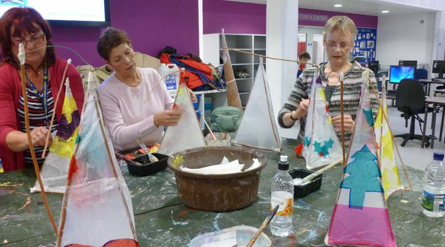 Staff training in lantern making